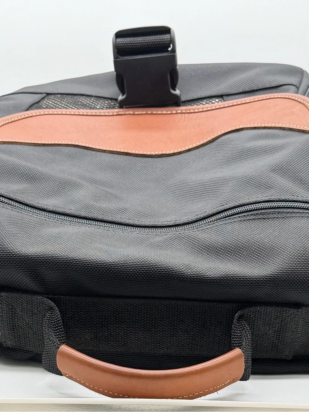 L.L. Bean Black Messenger Bag with Brown Trim